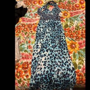 Blue Leopard Print formal gown